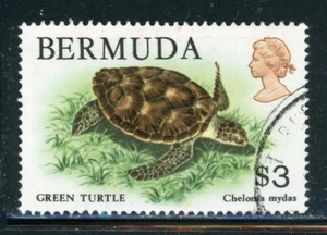 BERMUDA 378 SG402 Used 1979 $3 Definitive Green Turtle CV$5 - Picture 1 of 1