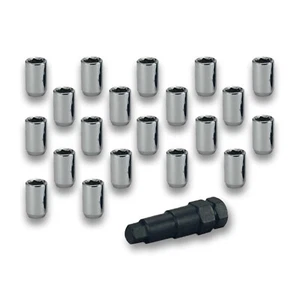 Chrome Wheel Tyre Lug Nuts with Hex Key Set of 20 12mm x 1.5 Lock Land Cruiser - Picture 1 of 6