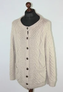 Carraig Donn mens beige 100% wool cardigan jumper Size L - Picture 1 of 7