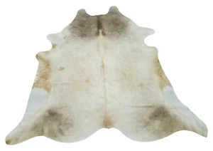 Large Cowhide Rug Beige Grey Champagne 7.5ft x 6.6ft - Picture 1 of 6