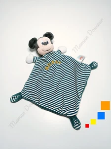 Doudou Plat/Mouchoir Souris Mickey Doré Noir Vert Blanc Rayé - Disney Baby Kiabi - Picture 1 of 4