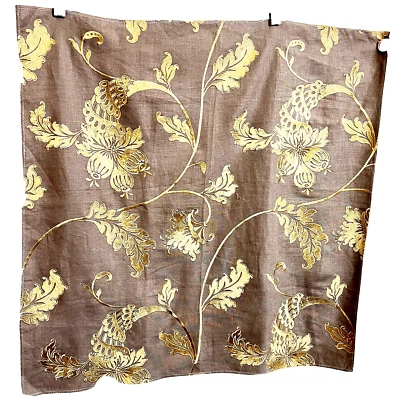 Robert Allen Upholstery Embroidered Floral Fabric 23 x 25" Gold Brown Elegant - Image 1 of 4