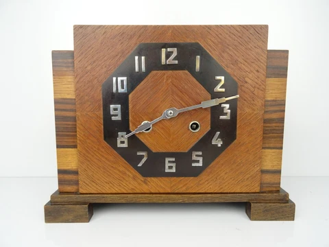 Dutch Amsterdam School Mantel Mantle Antique Clock Bauhaus 1930s 8 day SERVICED Cover