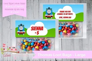 PERSONALISED BIRTHDAY PARTY LOLLY/LOOT BAG & TOPPER - THOMAS THE TANK ENGINE - Picture 1 of 2
