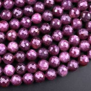 Natural Purple Red Ruby Gemstone Faceted 3mm 4mm 5mm 6mm 7mm 8mm 9mm Round Beads