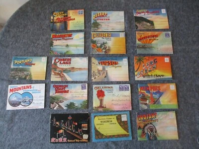 VINTAGE LOT 17 SOUVENIR POSTCARD FOLDERS 1930's-1940's INDIANS+MEMPHIS+OREGON++ - Image 1 of 4