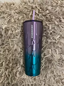 Starbucks 2023 Purple Twilight Ombre Mermaid Scales Stainless Tumbler 24oz Cup - Picture 1 of 2