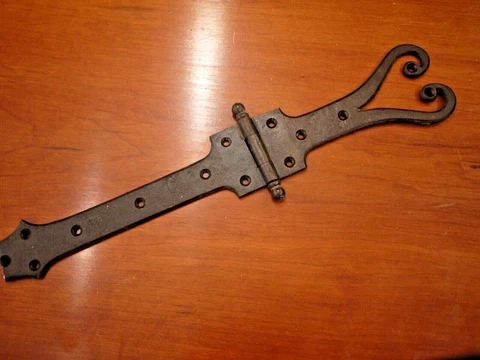 Nice French 18th-19th antique Wrought Iron Hinge probably shutters 18.5" Cover