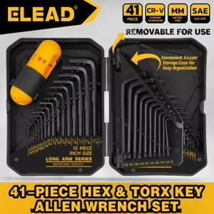 ELEAD 41Pcs Hex Key Allen Wrench Set Hex Torx Key Set SAE & Metric Storage Case - Picture 1 of 11