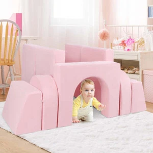 Costway 8-Piece Modular Kids Sofa Play Couch Climb Playset with Covers-Pink - Picture 1 of 9