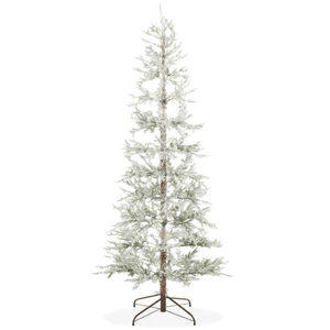 OPEN BOX - 7.5FT Pre-Lit Sparse Pine Flocked Artificial Holiday Christmas Tree - Picture 1 of 7