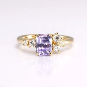 2.56ct Unheated Violet Sapphire Ring with Brilliant Diamond Accent | Unique Asym - Picture 1 of 4