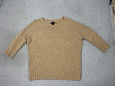Suéter Mujer Colección J Crew Pequeño Bronceado Cachemira Italiana Cuello Redondo Silencioso Lujo Foto 1 de 4