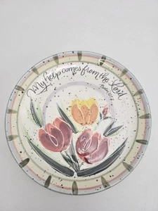 Julie Ueland Pottery Tulip Plate "My Help Comes From The Lord" Psalm 121:2 - Picture 1 of 4