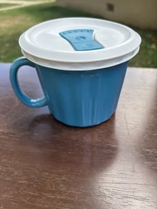 Tazza in gres Corning Ware colori zuppa blu peperoncino 16 oz con coperchio forno sicuro - Foto 1 di 14
