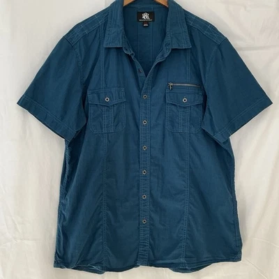 Rock & Republic Short Sleeve Men's Utility Shirt with Pockets Teal Size XL XXL - Image 1 of 4