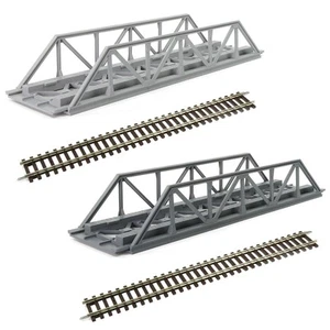 2Pcs Pont Ferroviaire avec Voie Ferrée 1:87 HO Paysage Ferroviaire Miniature - Picture 1 of 10