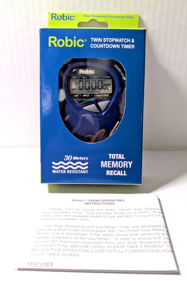 Cronómetro doble Robic y temporizador de cuenta regresiva de alta precisión retiro de memoria azul 30 Foto 1 de 4