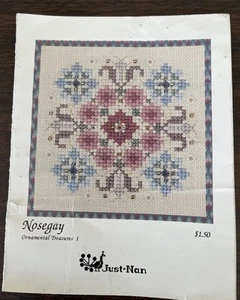 OOP~Just Nan "NOSEGAY" Counted Cross Stitch Pattern NOT PRISTINE CONDITION - Picture 1 of 9