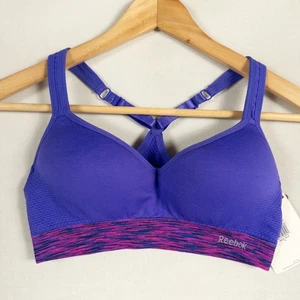 Reebok Sports Bra Sz Small Ultima Purple Seamless Molded Cup Medium Support New - Picture 1 of 6