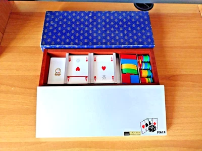 Set Poker Vintage 2 Mazzi Carte Ramino Fiches Cofanetto Custodia Valigetta - Immagine 1 di 4