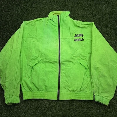 Pullover Jams World Neón Vintage Años 90 Adulto Grande Verde Cremallera Completa Foto 1 de 4
