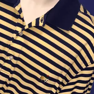 Vintage Masters Collection Pique Navy/Yellow Stripe Golf Polo Size Large #41 - Picture 1 of 5