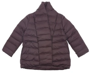 Eileen Fisher X5609 Purple Eggshell Recycled Nylon High Shawl Collar Coat Size M - Picture 1 of 4