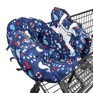 Cubierta de carrito de compras 2 en 1 para asiento de carrito de comestibles bebé y cubierta de silla alta ballena - Imagen 1 de 8