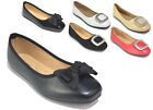Ladies Black Bow Shoes Womens Dolly Flat Pumps Casual Slip On Ballerina Size 3-8