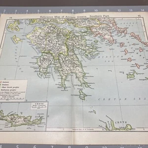 Ancient Greece Ionians Dorians Barbarian Peoples 1910 Antique Color Map Wall Art - Picture 1 of 10