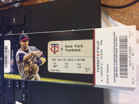 2016 MINNESOTA TWINS VS NEW YORK YANKEES TICKET STUB 6/18 ALEX RODRIGUEZ HR #695 Cover