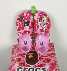 BAPE x Crocs - Pink / Carnation - Men's Size US9 / UK8 / EU42-43 - BRAND NEW - Picture 1 of 8