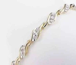 6 Ct Round Cut White Moissanite Unisex Tennis Bracelet 14K Two Tone Gold Plated - Picture 1 of 4