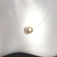 Silver Plated Floating Illusion Necklace Made With Swarovski Cream Rose Pearl 