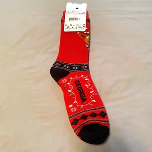 Georgia Bulldog Socks Mens L Red Casual Christmas Sports Football Logo NCAA SEC - Picture 1 of 12