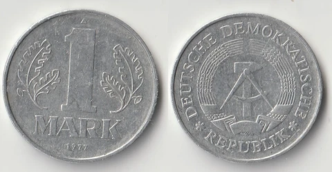1977 East Germany 1 mark coin Cover