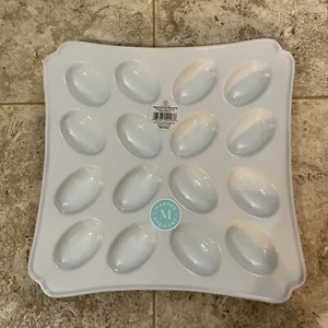Martha Stewart 12" Deviled Eggs Serving Platter Plate White Ceramic 12" Square - Picture 1 of 3