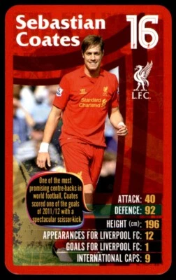 Top Trumps Liverpool (2012-2013) 16 Sebastian Coates No. 16 - Image 1 of 2