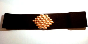 Vintage Ladies Decorative Buckle Wide Elastic Corset Cinch Dress Waistband Black - Picture 1 of 7