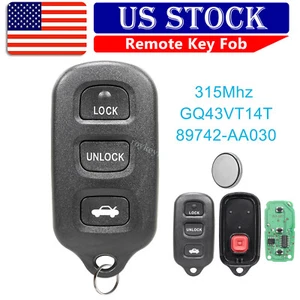 For 2003 2004 2005 2006 2007 2008 Toyota Corolla Remote Car Key Fob GQ43VT14T - Picture 1 of 7