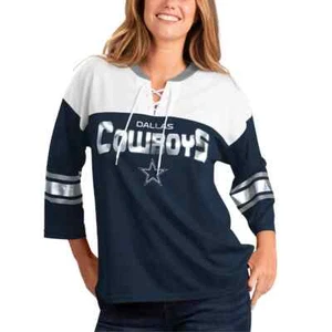 Dallas Cowboys NFL Double Team Ladies Lace Up T-shirt, XL - Picture 1 of 2