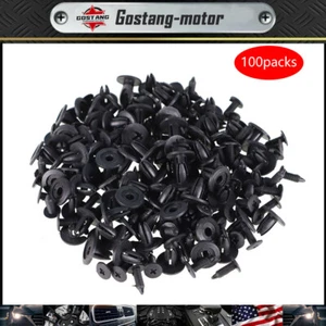 100Pcs Black Auto Car Door Fender 6mm Hole Push Plastic Rivets Retainer Clips - Picture 1 of 11