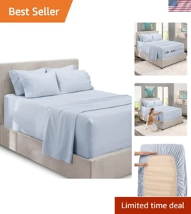 Extra Deep Pocket 7-Piece Microfiber Split King Sheet Set - Elegant Ice Blue - Picture 1 of 10