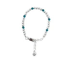 Kid's Bracelet Made with Blue Zircon Swarovski Crystals & 925 Silver-5.5" - Picture 1 of 4