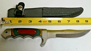 9 Inch Hunting Knife, Beautiful Handle, Very Detailed Sheath With 5" SS Blade - Picture 1 of 8