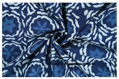 25 Yard Hand Block Print Handmade Cotton Indian Natural Sanganeri Print Fabric - Image 1 of 3