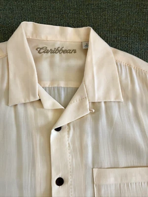 Caribbean Short Sleeve Button Up Hawaiian Shirt Men’s Pale Yellow L NWOT - Image 1 of 4
