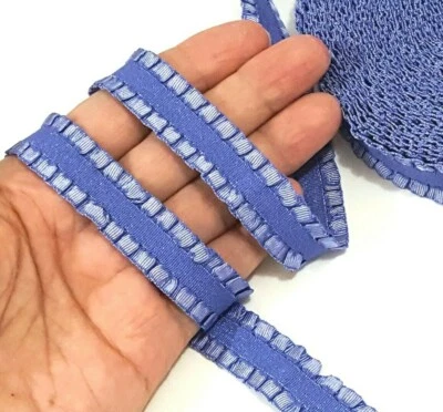 5/8" 16mm wide 5-20 yds Wisteria Blue Ruffles 2 sided Edge Elastic Band EB2 - Image 1 of 4