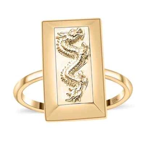 SPLENDIDO!! Anello lingotto drago in oro giallo 10 kt 2,25 grammi misura 7,0 - Foto 1 di 6